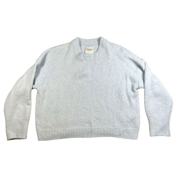 Abercrombie & Fitch Light Blue Tight Knit Pullover Sweater Oversized Size Large - Picture 1 of 6
